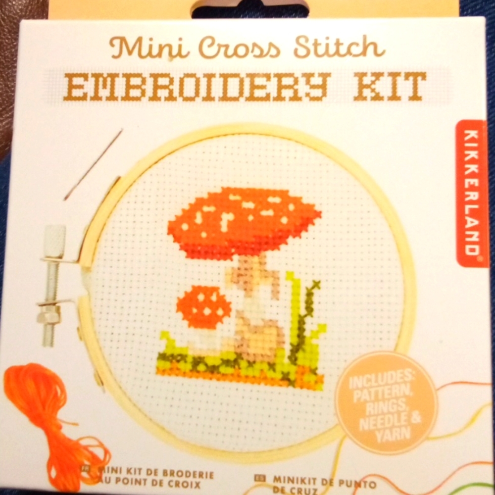 Toadstool Mini cross stitch embroidery kit